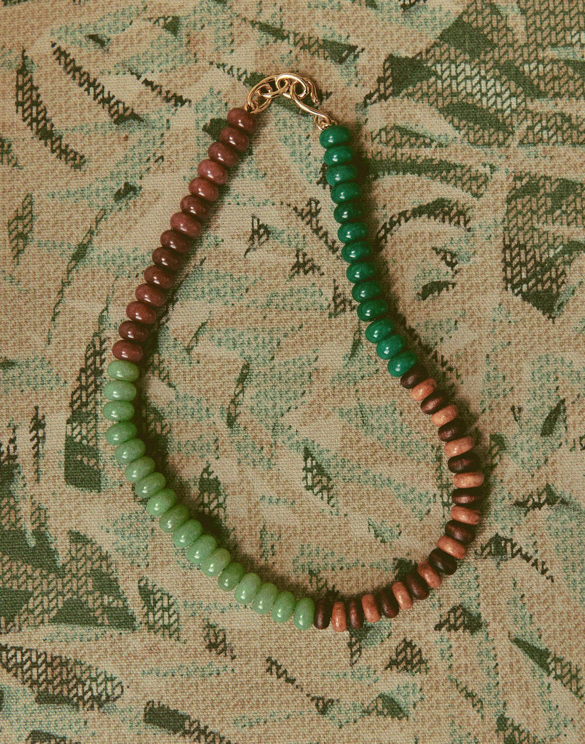 Madewell Semiprecious Wood Beaded Choker Necklace Antique Gold