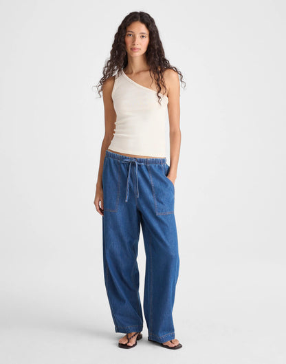 Madewell The '90s One-Shoulder Tank in Compact Cotton Vintage Ivory