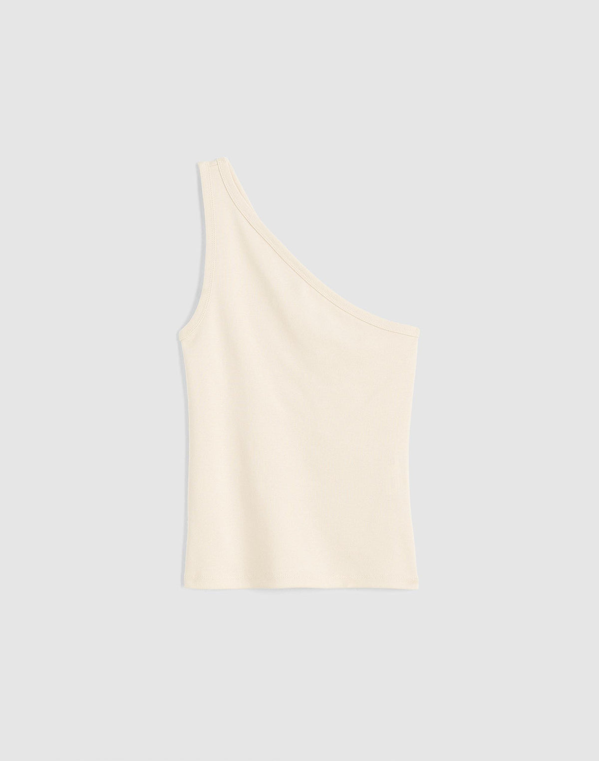 Madewell The '90s One-Shoulder Tank in Compact Cotton Vintage Ivory