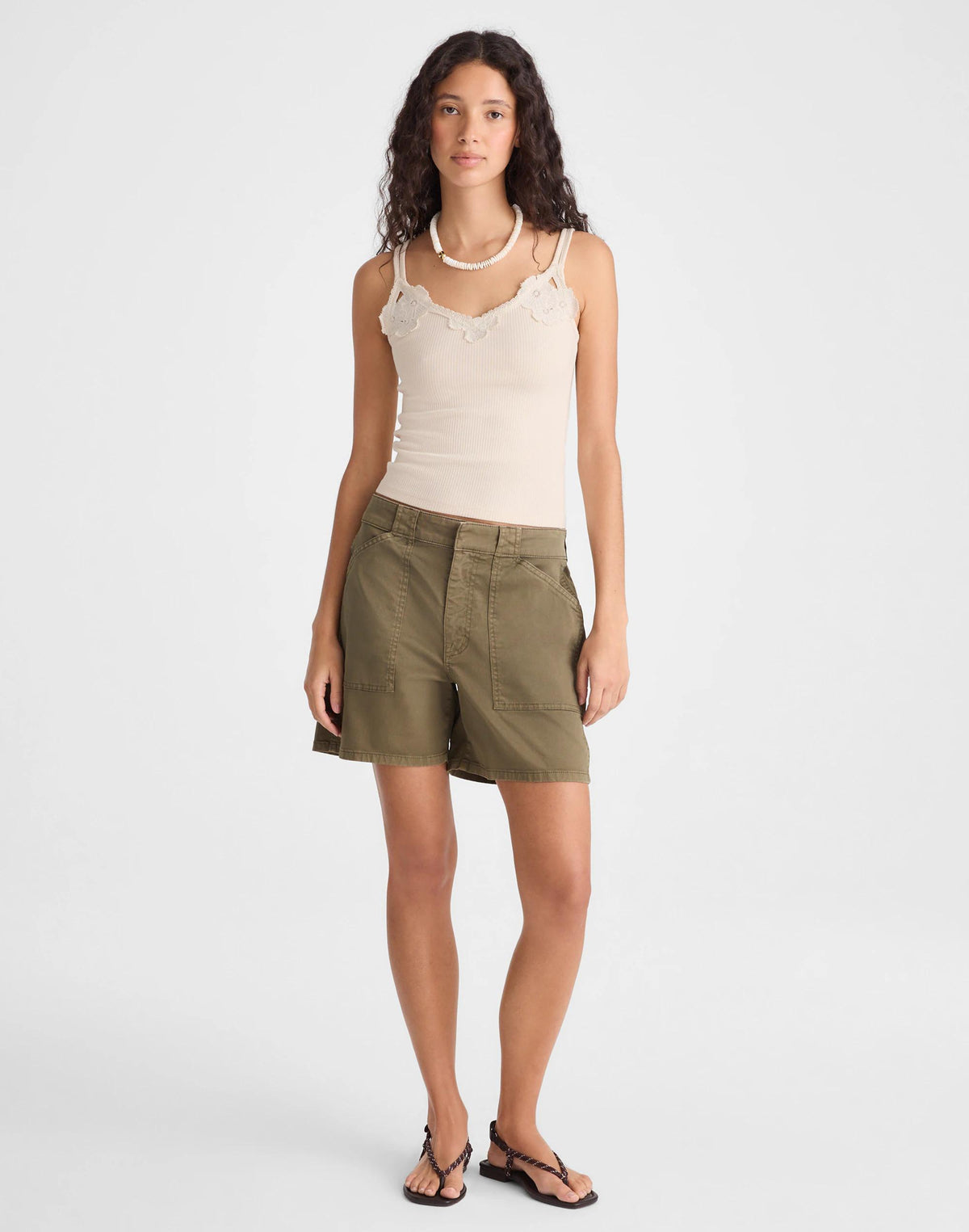Madewell Floral-Lace V-Neck Tank Vintage Ivory