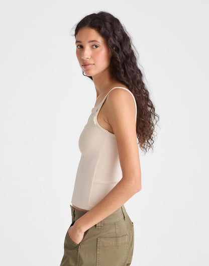 Madewell Floral-Lace V-Neck Tank Vintage Ivory