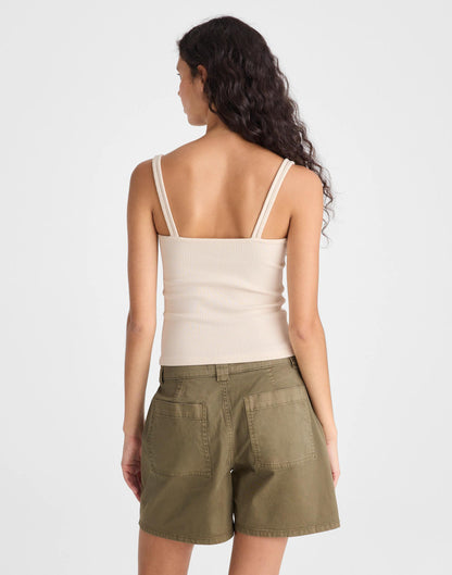 Madewell Floral-Lace V-Neck Tank Vintage Ivory