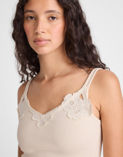 Madewell Floral-Lace V-Neck Tank Vintage Ivory