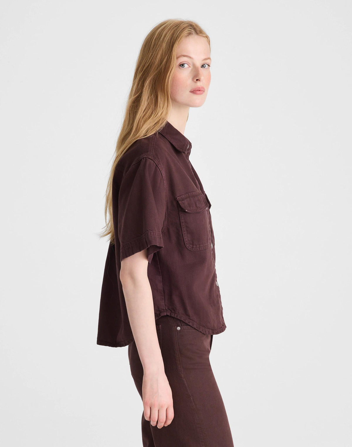 Madewell Airy Denim Utility-Pocket Shirt Burnt Cocoa