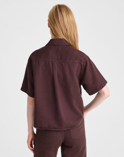 Madewell Airy Denim Utility-Pocket Shirt Burnt Cocoa