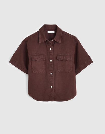 Madewell Airy Denim Utility-Pocket Shirt Burnt Cocoa