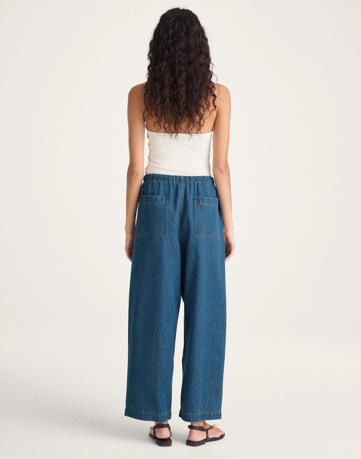 Madewell Pull-On Barrel-Leg Utility Pants in Airy Denim Marina Blue