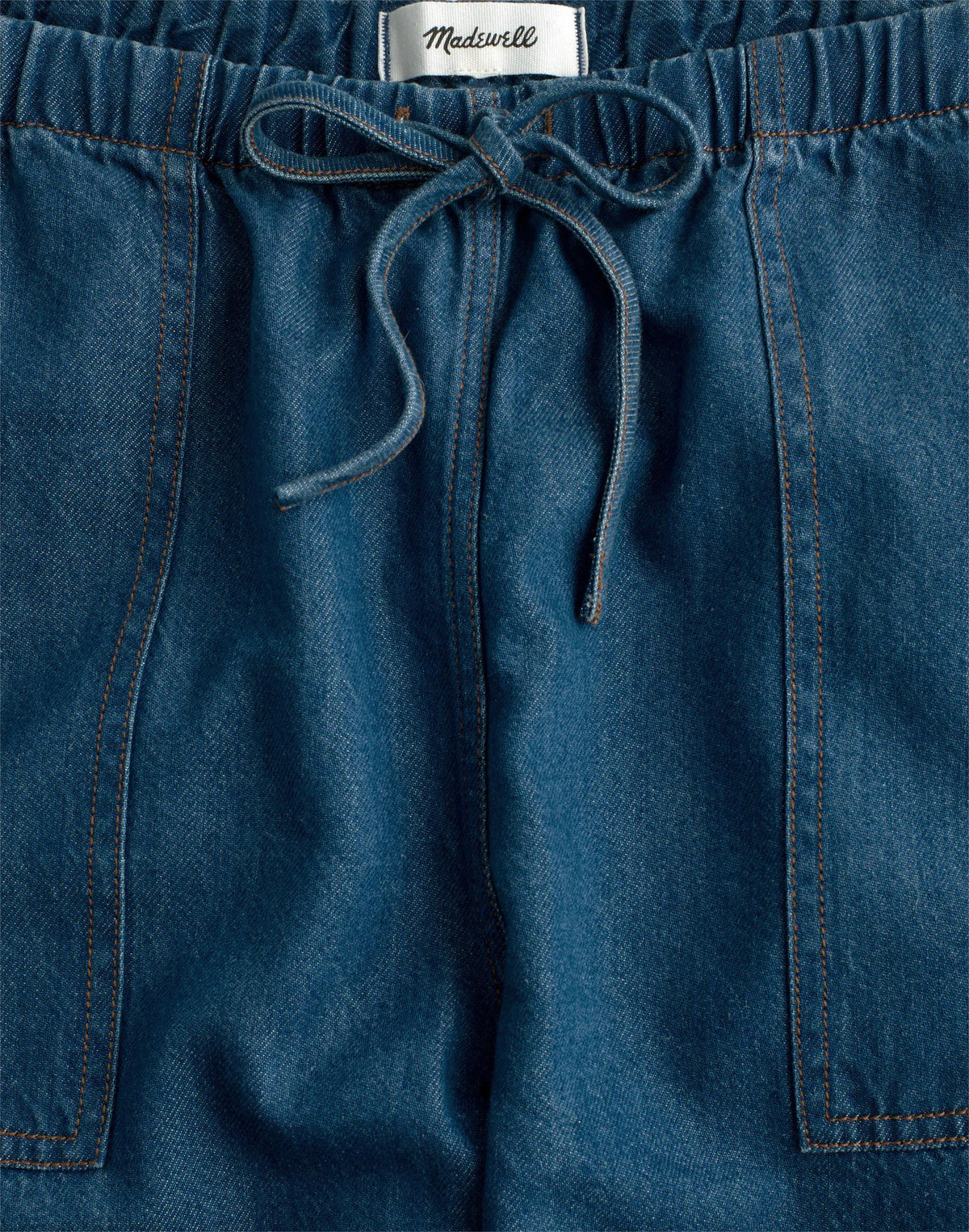Madewell Pull-On Barrel-Leg Utility Pants in Airy Denim Marina Blue