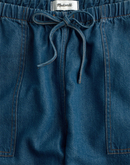 Madewell Pull-On Barrel-Leg Utility Pants in Airy Denim Marina Blue