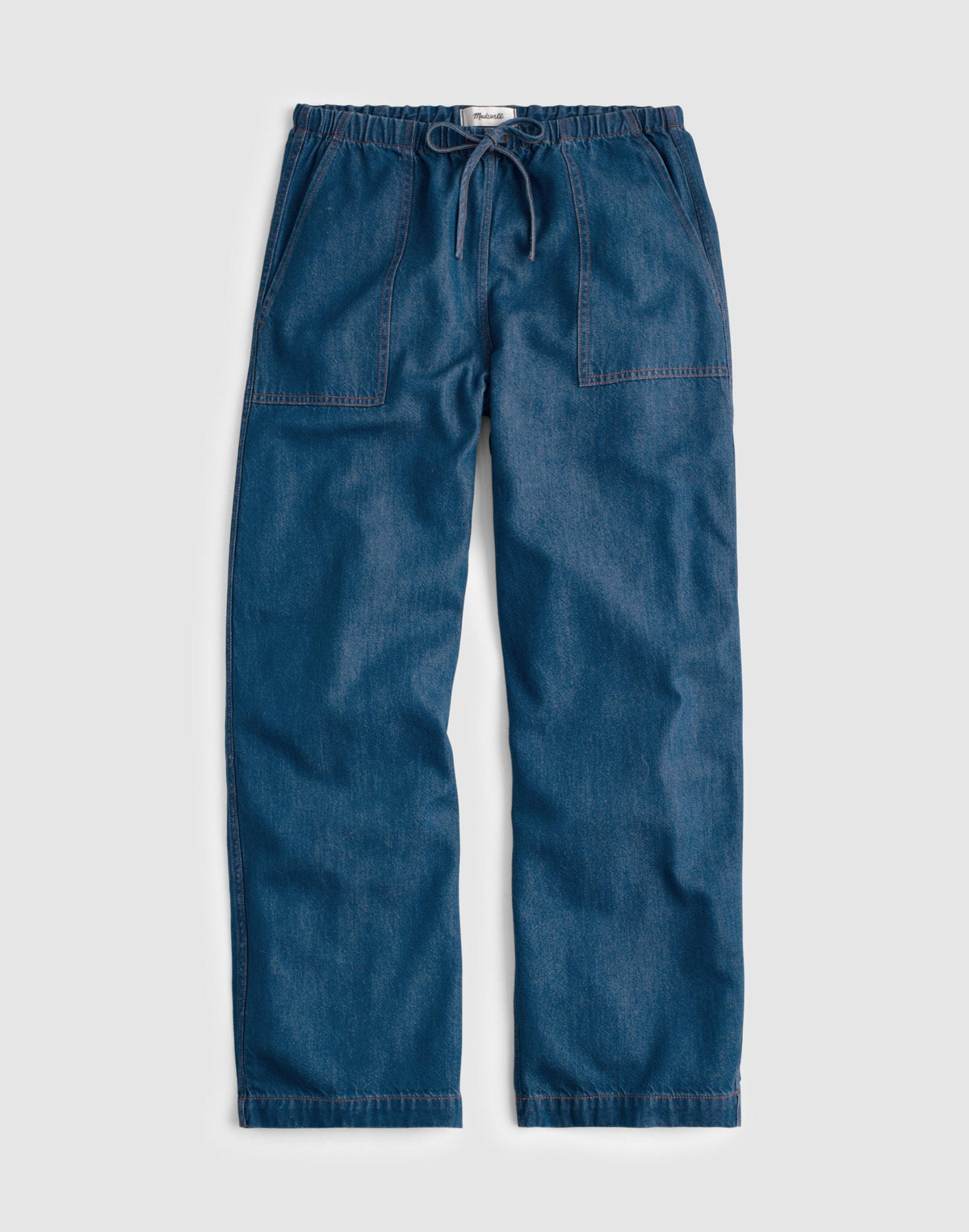 Madewell Pull-On Barrel-Leg Utility Pants in Airy Denim Marina Blue