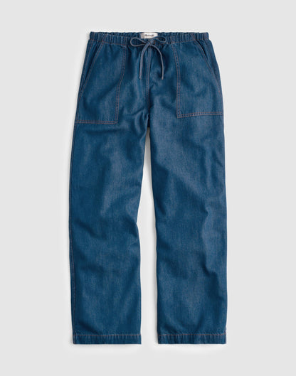 Madewell Pull-On Barrel-Leg Utility Pants in Airy Denim Marina Blue