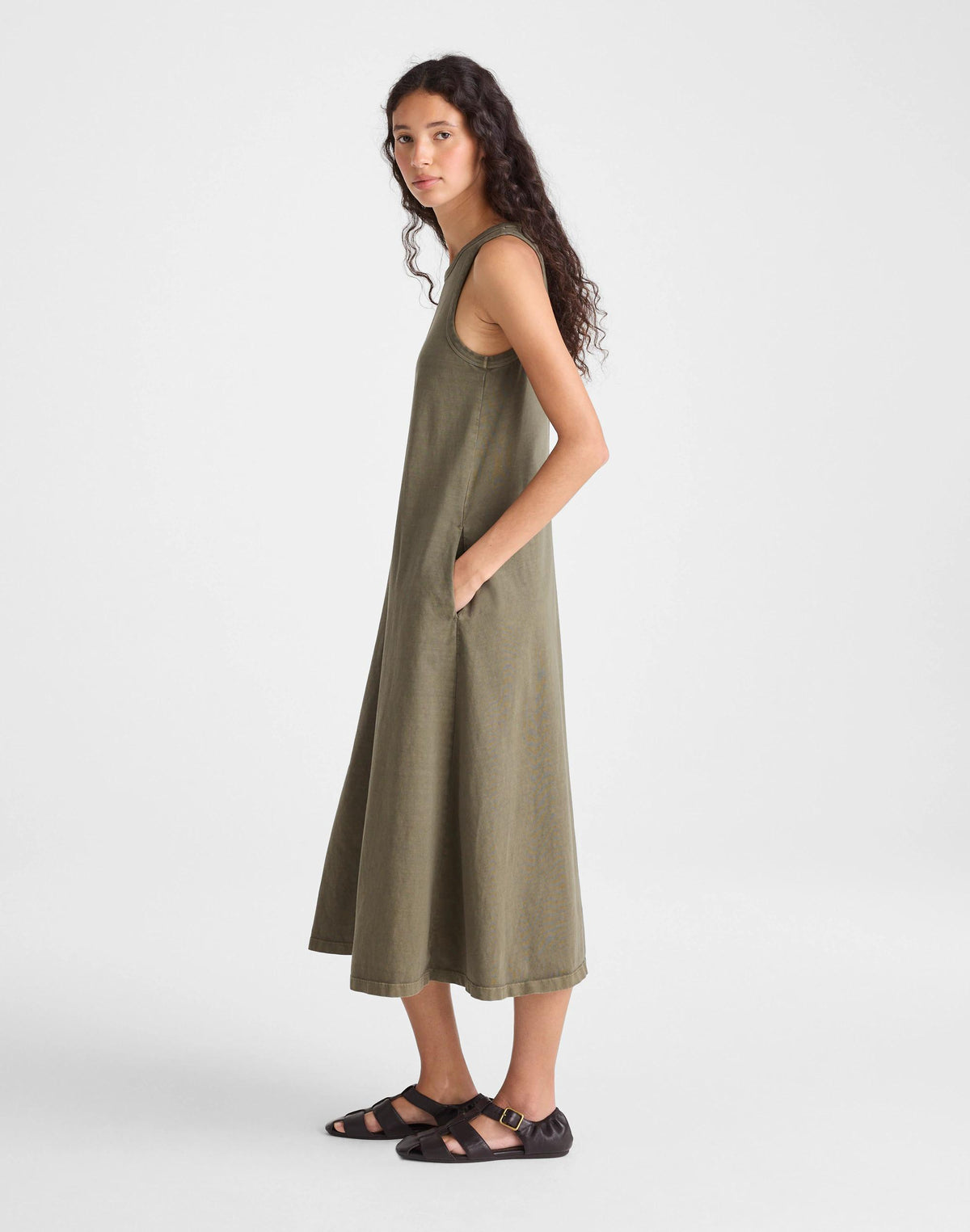 Madewell Seamed Tank Maxi Dress in Allday Jersey Faded Ivy