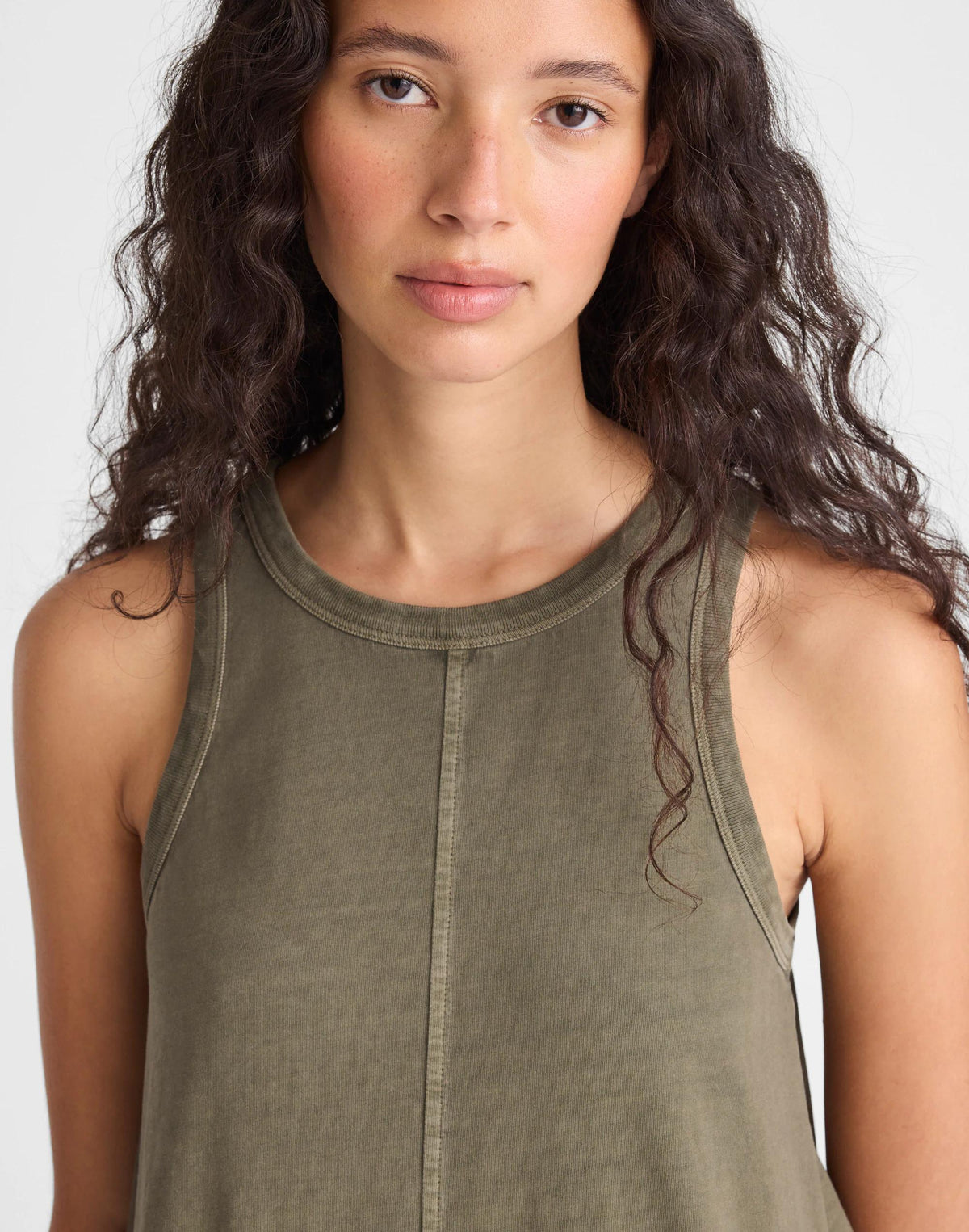 Madewell Seamed Tank Maxi Dress in Allday Jersey Faded Ivy