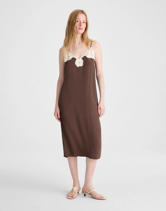 Madewell V-Neck Midi Slip Dress Dark Brown