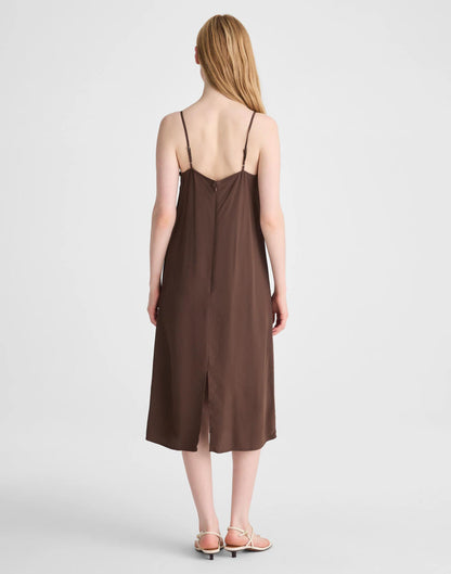 Madewell V-Neck Midi Slip Dress Dark Brown
