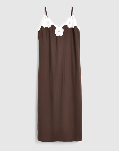 Madewell V-Neck Midi Slip Dress Dark Brown