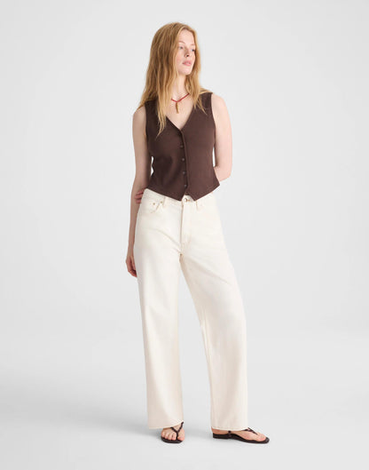 Madewell Ribbed V-Neck Vest Dark Brown