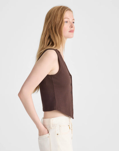 Madewell Ribbed V-Neck Vest Dark Brown