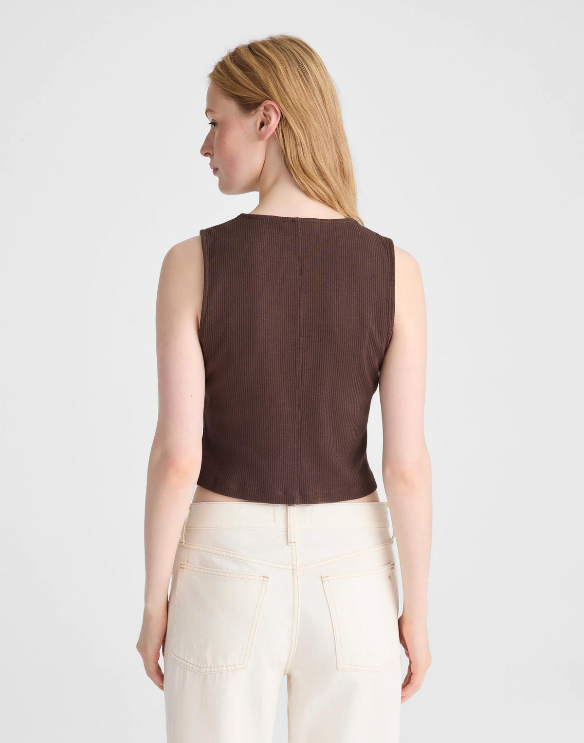 Madewell Ribbed V-Neck Vest Dark Brown