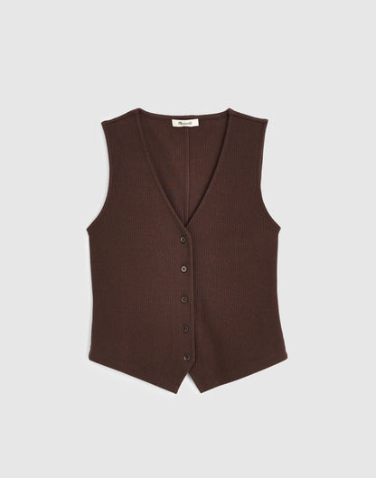 Madewell Ribbed V-Neck Vest Dark Brown