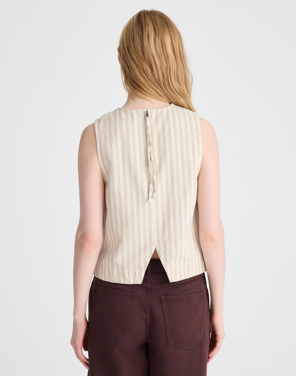 Madewell Denim Boxy Shell Top Khaki Sand Stripe