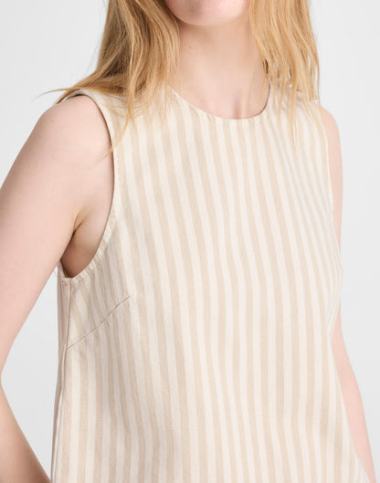 Madewell Denim Boxy Shell Top Khaki Sand Stripe