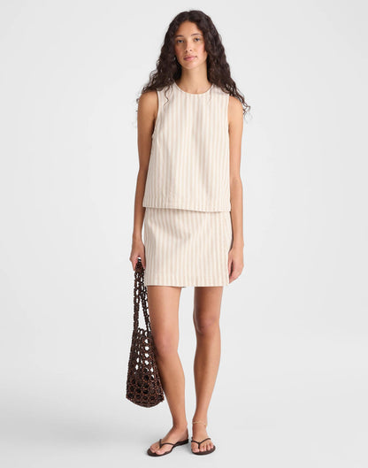 Madewell Denim Wrap Mini Skort Khaki Sand Stripe
