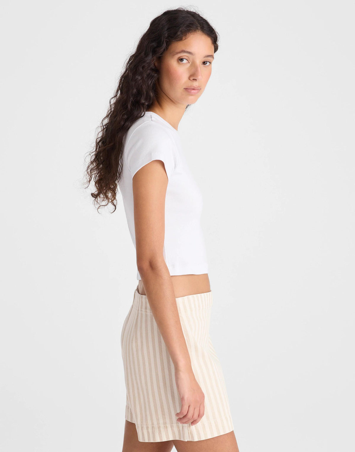 Madewell Denim Wrap Mini Skort Khaki Sand Stripe