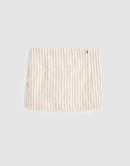 Madewell Denim Wrap Mini Skort Khaki Sand Stripe