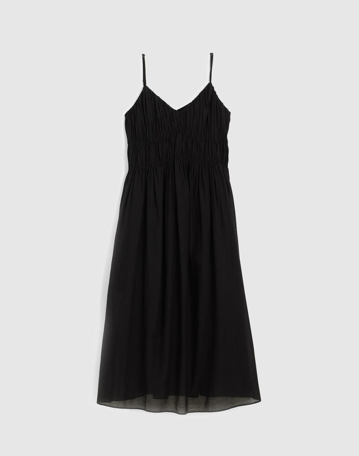 Madewell Ruched V-Neck Sleeveless Maxi Dress Jet Black