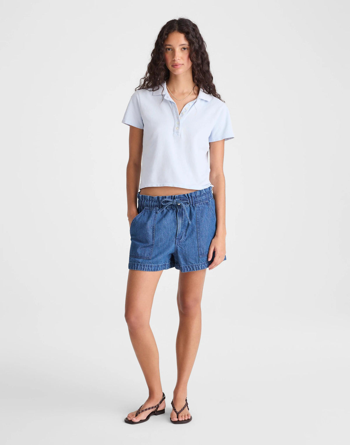 Madewell Pull-On Utility Shorts in Airy Denim Marina Blue