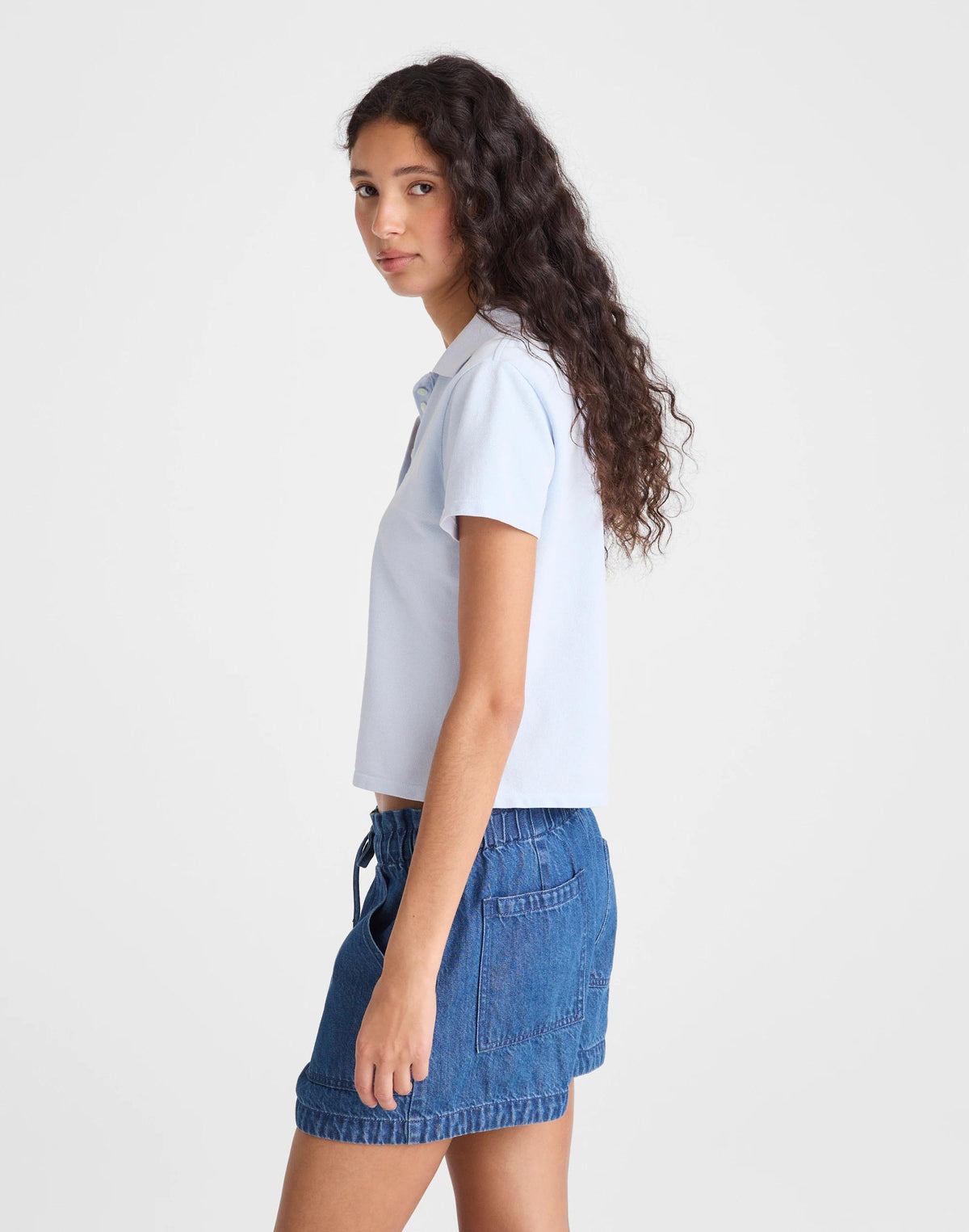 Madewell Pull-On Utility Shorts in Airy Denim Marina Blue