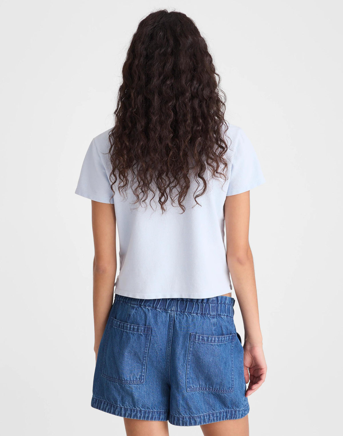 Madewell Pull-On Utility Shorts in Airy Denim Marina Blue