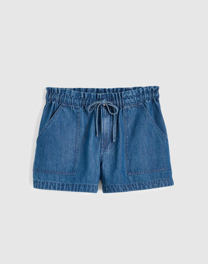 Madewell Pull-On Utility Shorts in Airy Denim Marina Blue