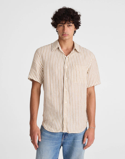 Madewell The Allday Short-Sleeve Shirt in Linen Golden Khaki