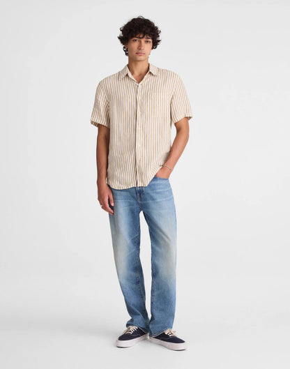 Madewell The Allday Short-Sleeve Shirt in Linen Golden Khaki