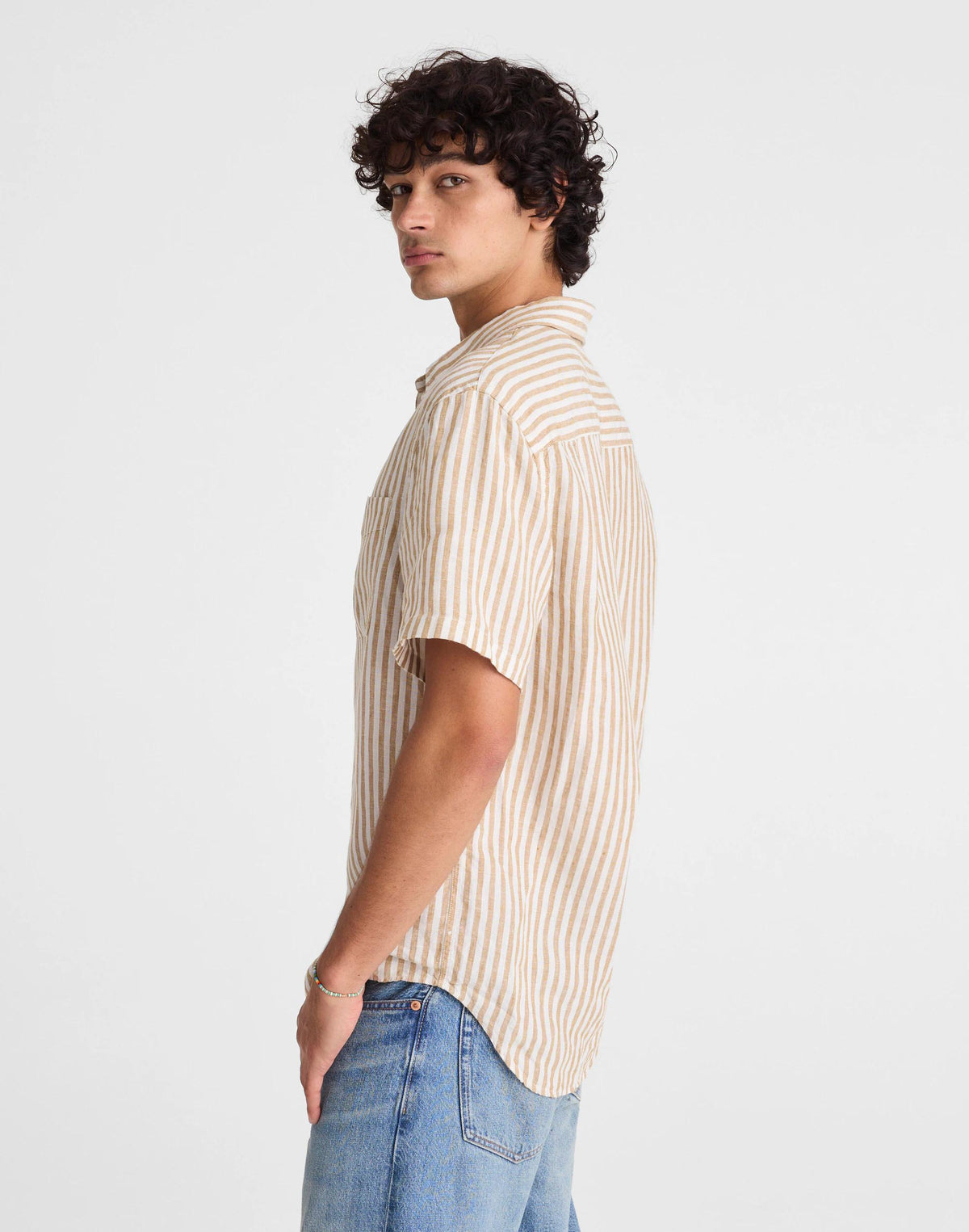 Madewell The Allday Short-Sleeve Shirt in Linen Golden Khaki