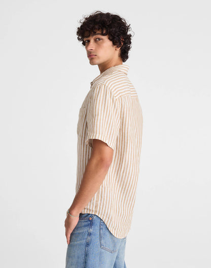 Madewell The Allday Short-Sleeve Shirt in Linen Golden Khaki