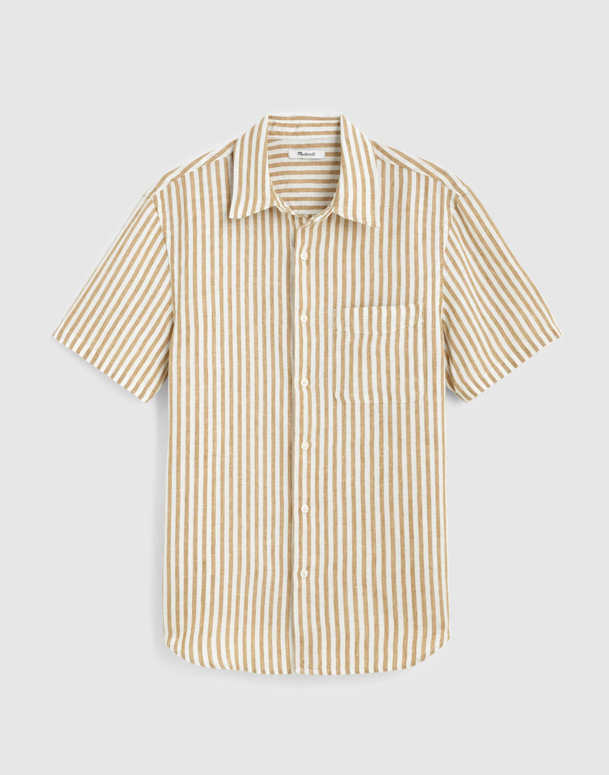 Madewell The Allday Short-Sleeve Shirt in Linen Golden Khaki