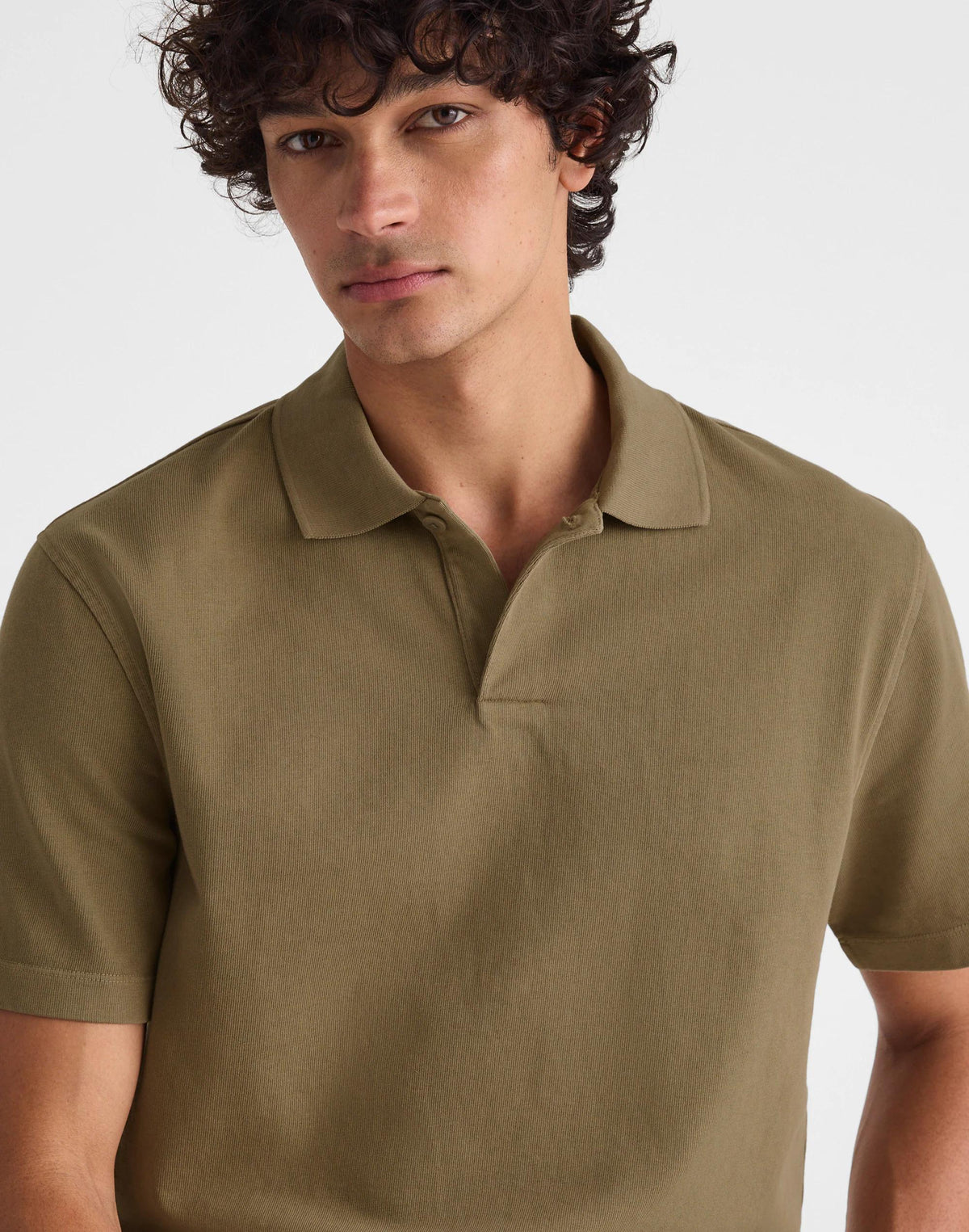 Madewell Short-Sleeve Compact-Knit Polo Olive Stone
