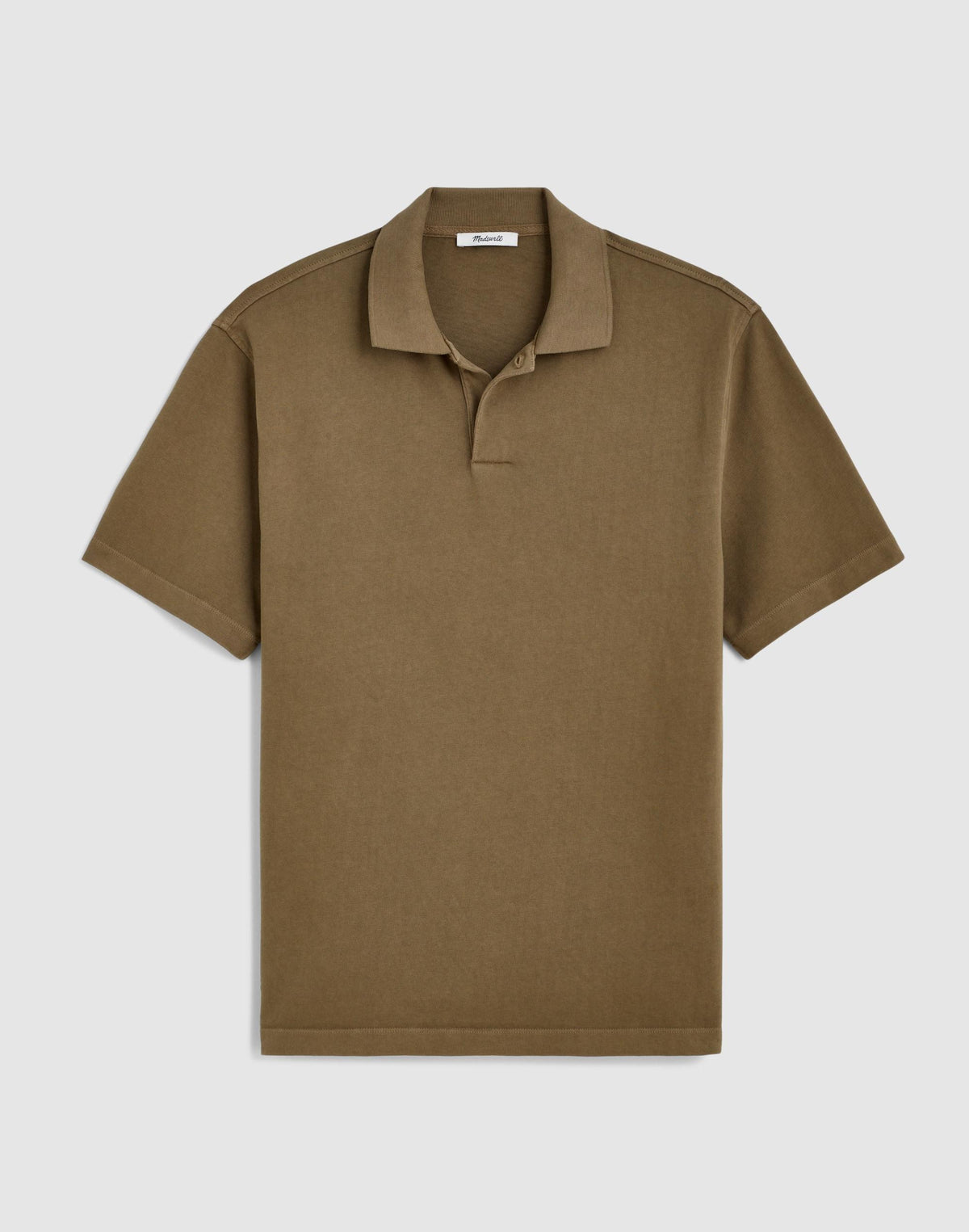 Madewell Short-Sleeve Compact-Knit Polo Olive Stone