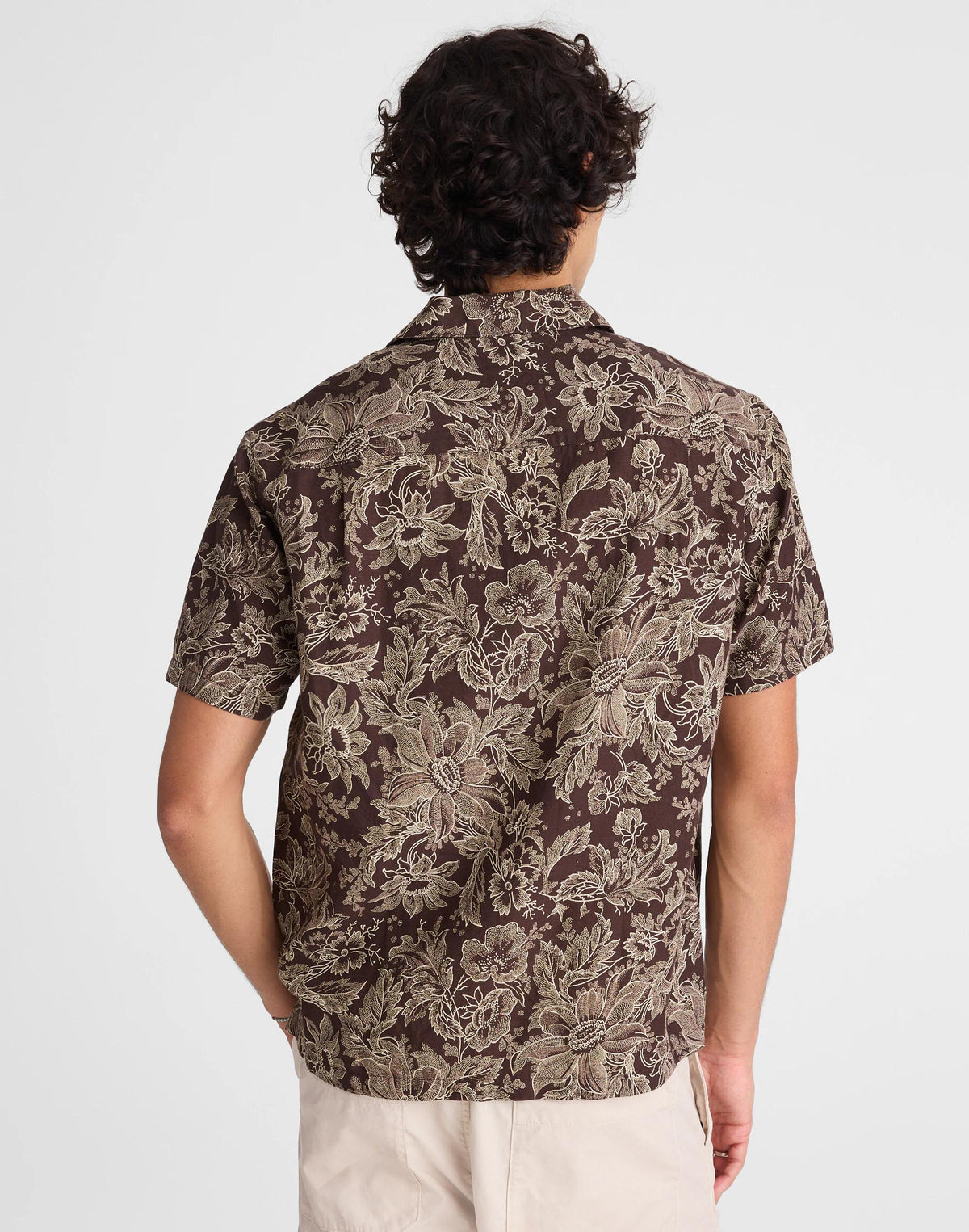Madewell Short-Sleeve Camp Shirt in Archive Linen Blend Floral Stippled Toile Print