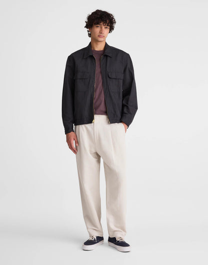 Madewell Double-Pleated Trousers in Meridian Linen Blend Form Grey