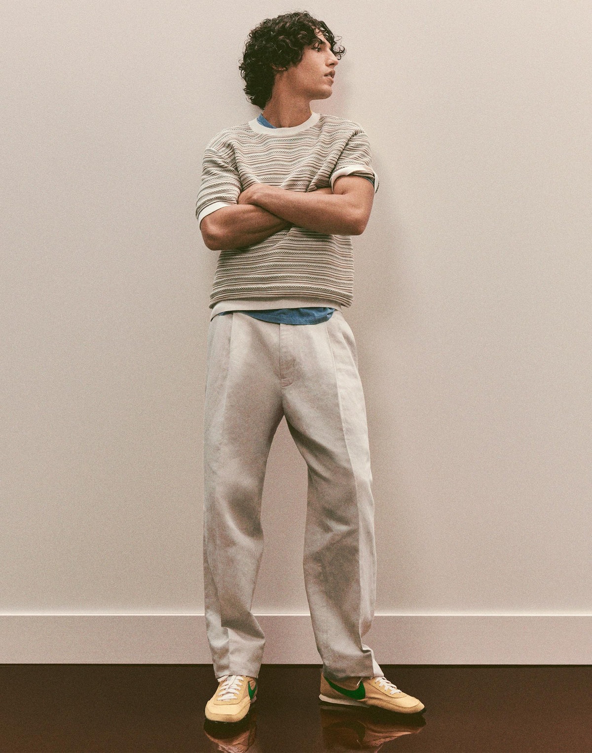 Madewell Double-Pleated Trousers in Meridian Linen Blend Form Grey