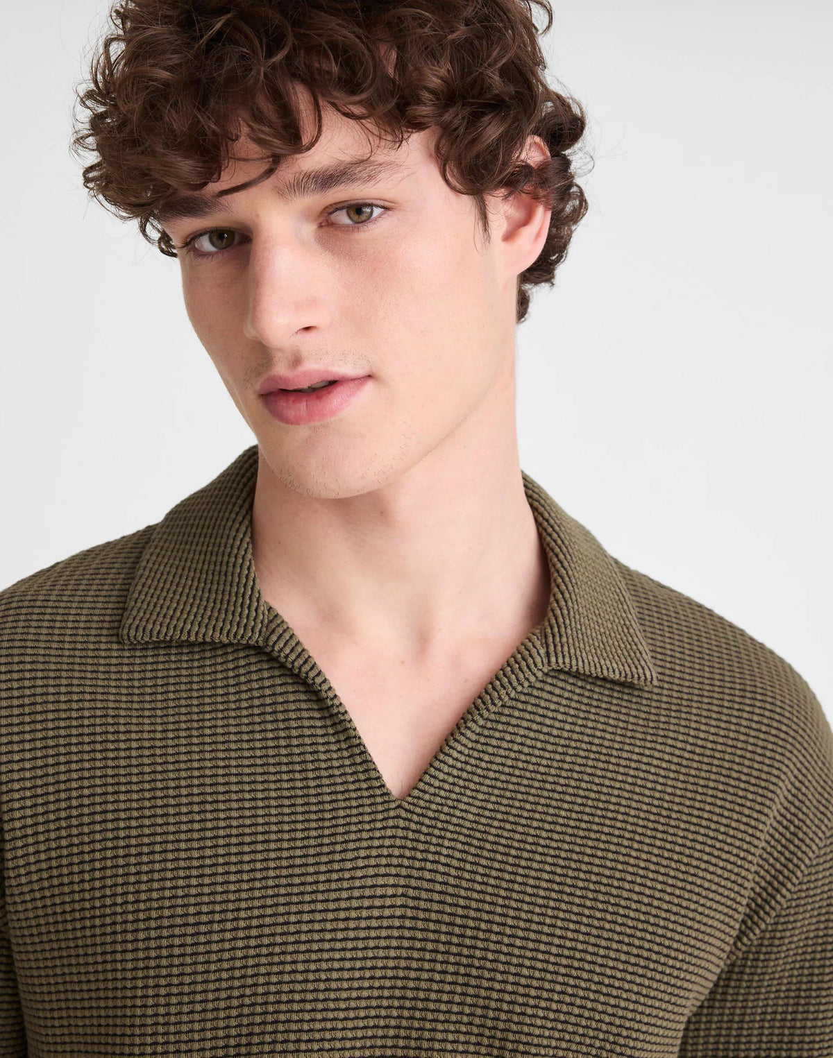 Madewell Skipper Polo in Jacquard Capers Overdye Stripe
