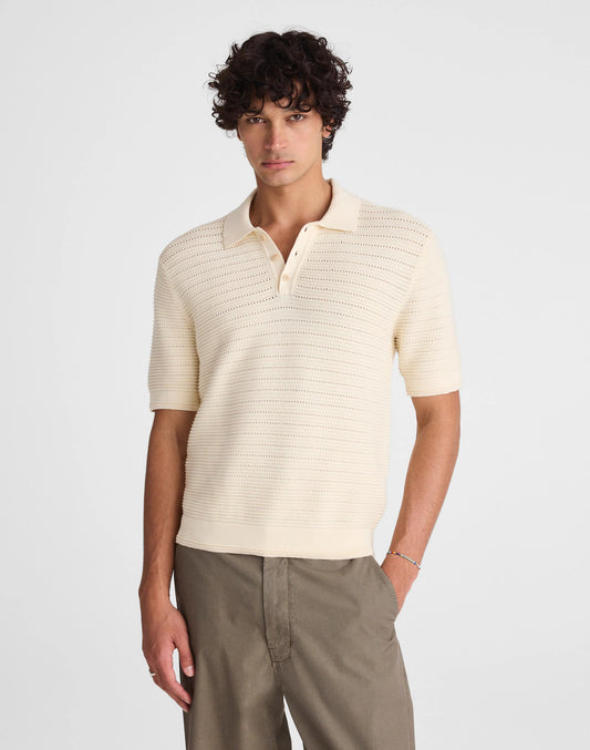 Madewell Textured Open-Stitch Polo Antique Cream