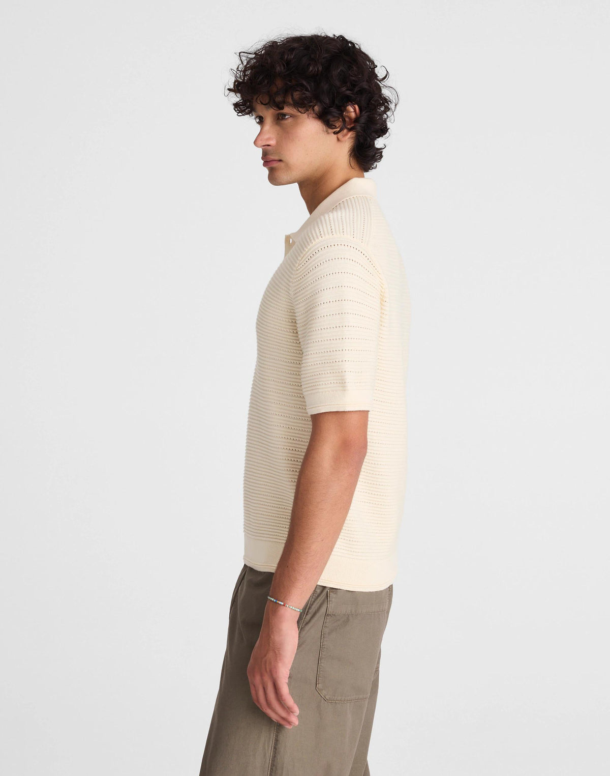 Madewell Textured Open-Stitch Polo Antique Cream