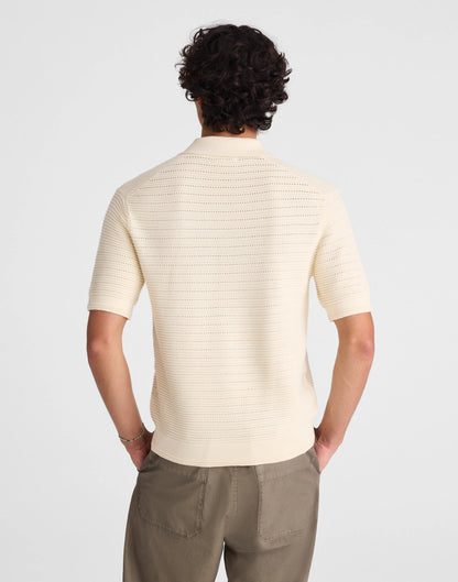 Madewell Textured Open-Stitch Polo Antique Cream