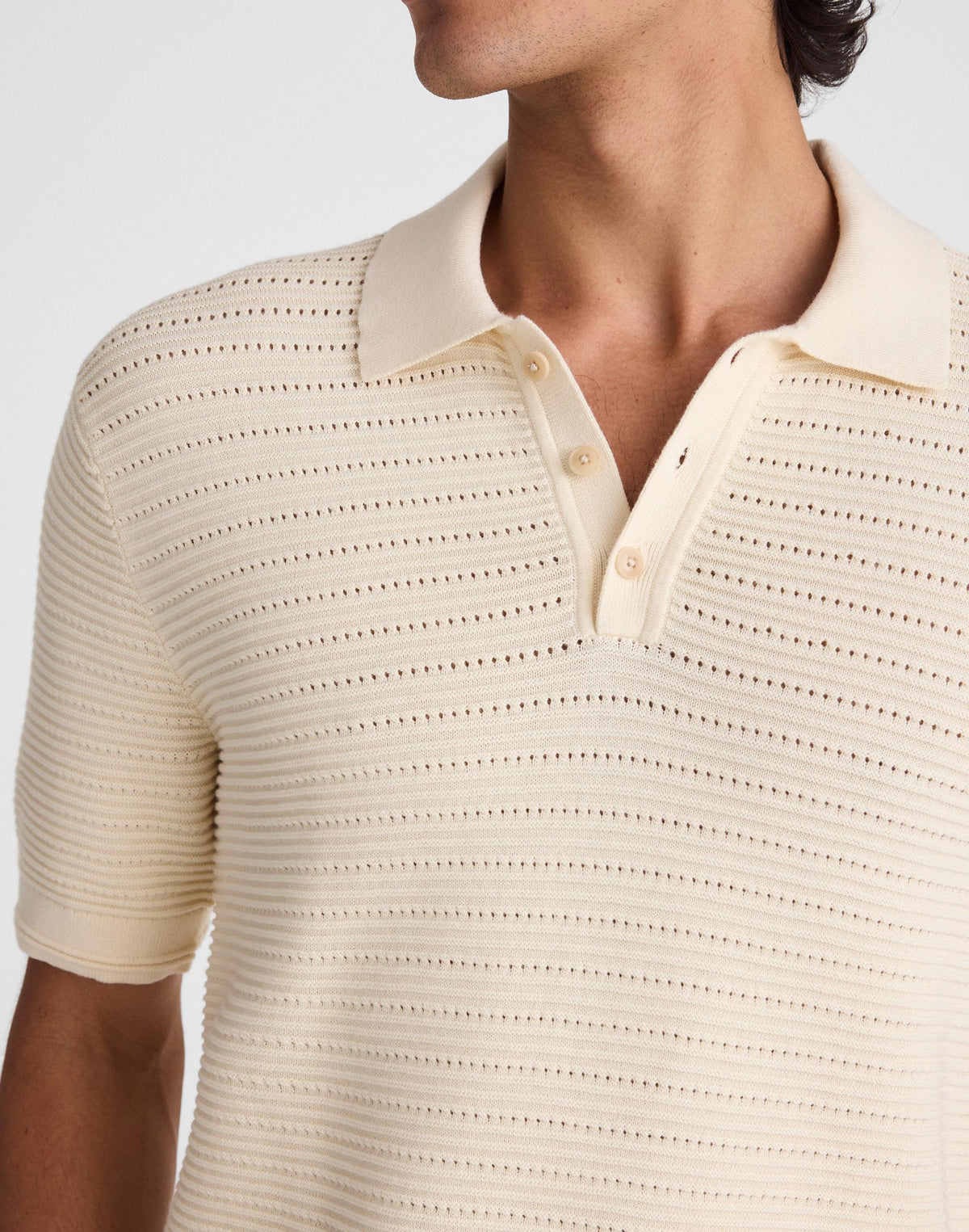 Madewell Textured Open-Stitch Polo Antique Cream