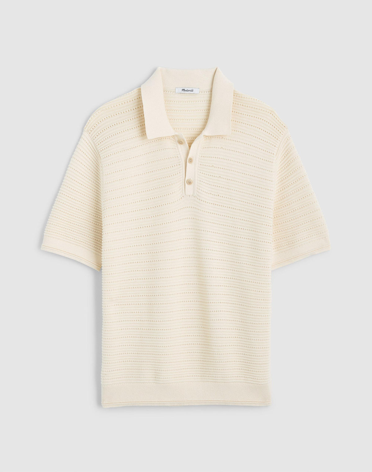 Madewell Textured Open-Stitch Polo Antique Cream
